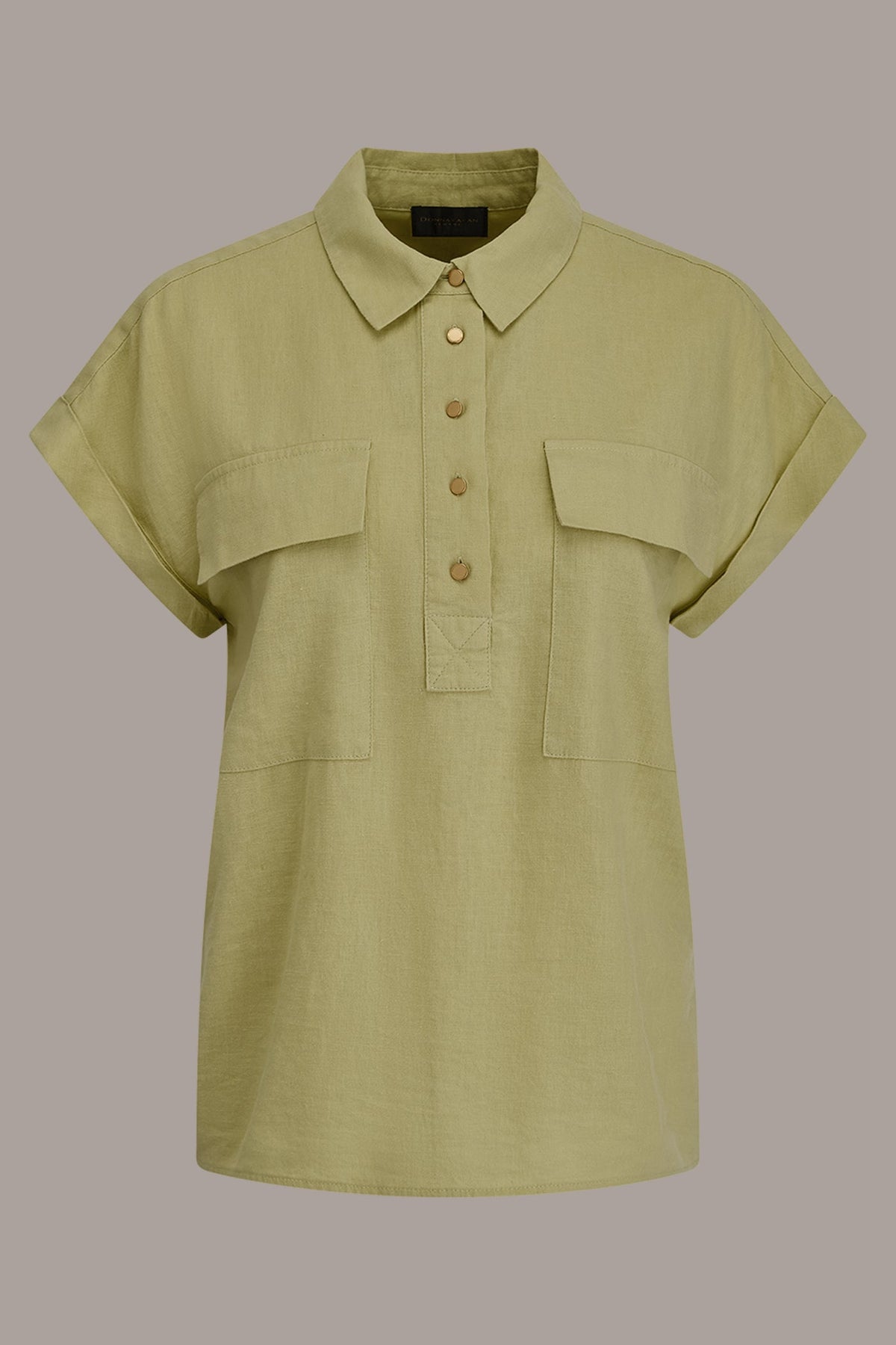 Donna Karan CAP SLEEVE CAMP SHIRT
