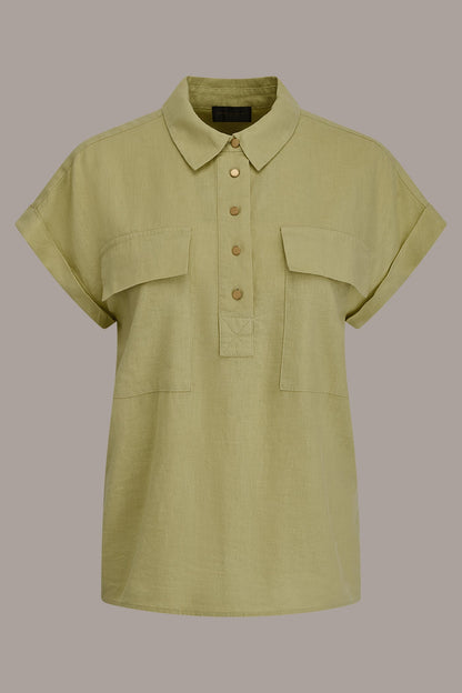 Donna Karan CAP SLEEVE CAMP SHIRT