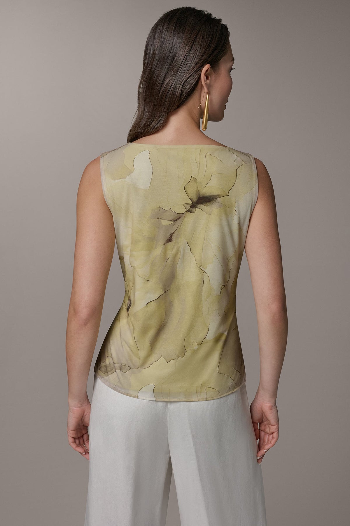 Donna Karan SLEEVELESS COWL-NECK PRINT BLOUSE