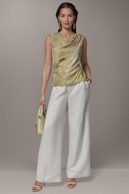 Donna Karan SLEEVELESS COWL-NECK PRINT BLOUSE