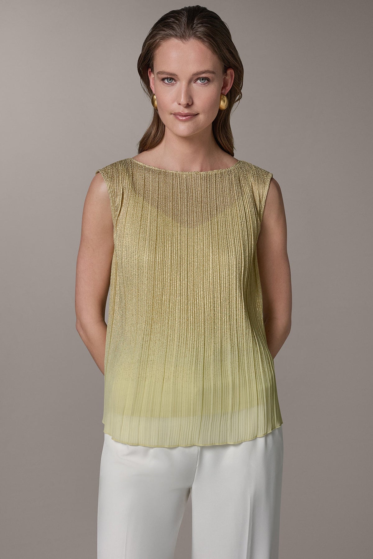 Donna Karan SLEEVELESS METALLIC BLOUSE