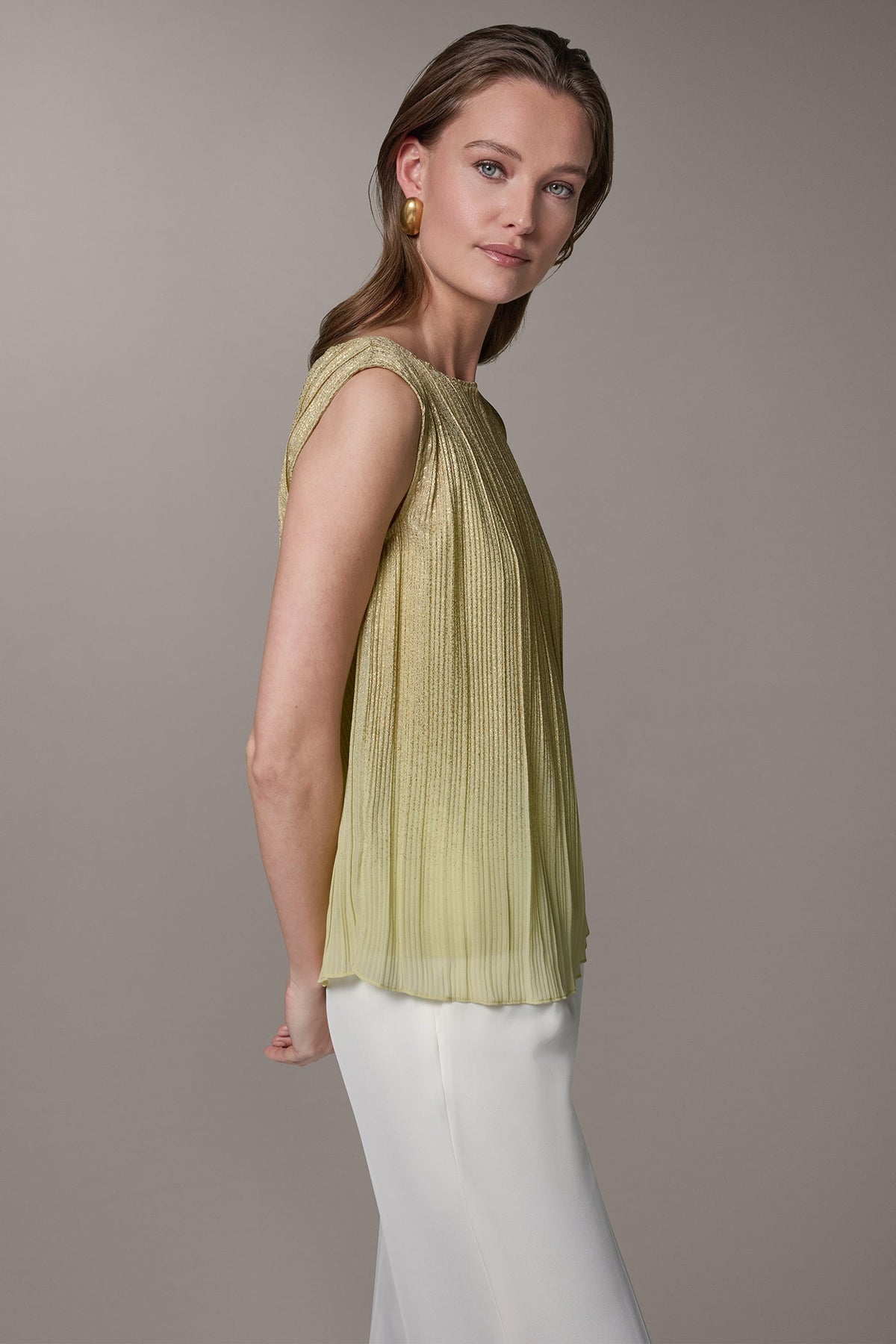 Donna Karan SLEEVELESS METALLIC BLOUSE