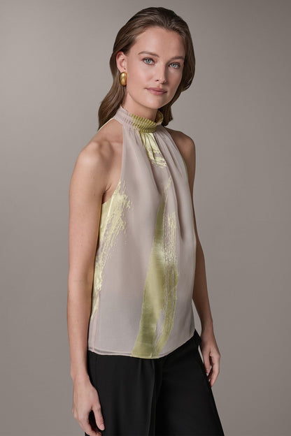 Donna Karan SLEEVELESS METALLIC BRUSHSTROKE BLOUSE