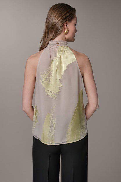 Donna Karan SLEEVELESS METALLIC BRUSHSTROKE BLOUSE
