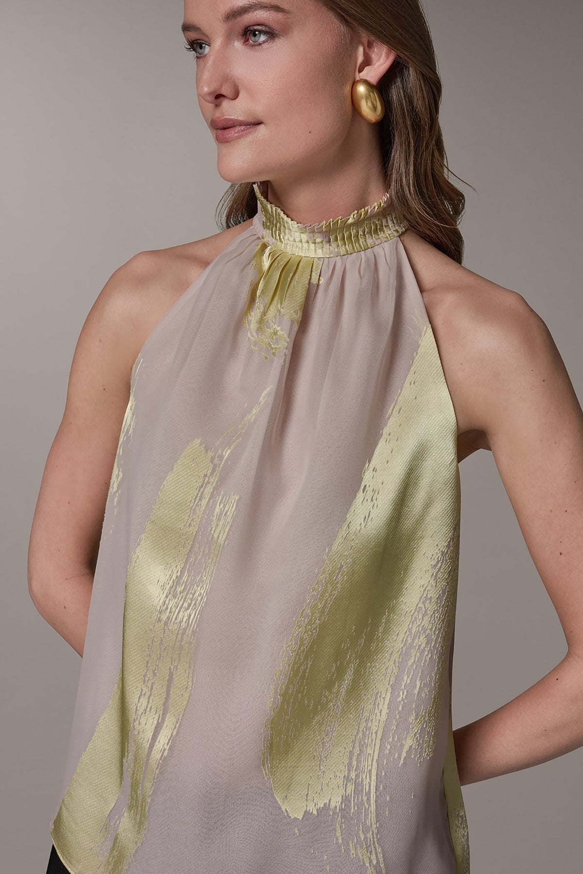 Donna Karan SLEEVELESS METALLIC BRUSHSTROKE BLOUSE