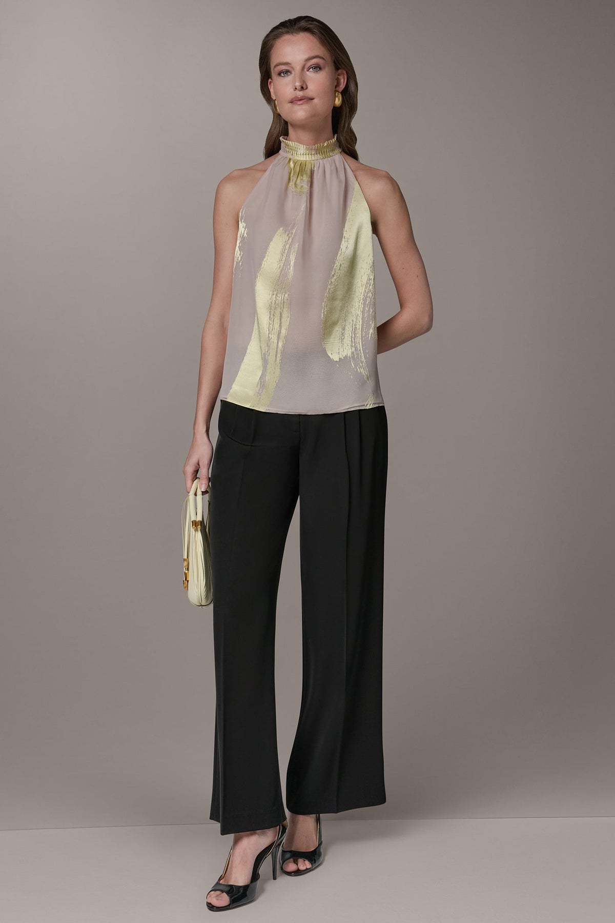 Donna Karan SLEEVELESS METALLIC BRUSHSTROKE BLOUSE