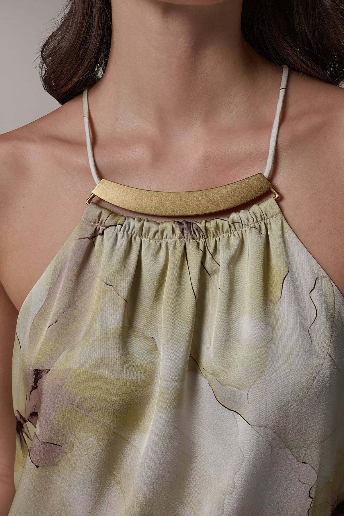 Donna Karan SLEEVELESS FLORAL HALTER TOP