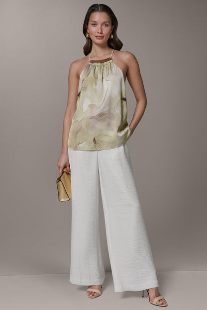 Donna Karan SLEEVELESS FLORAL HALTER TOP