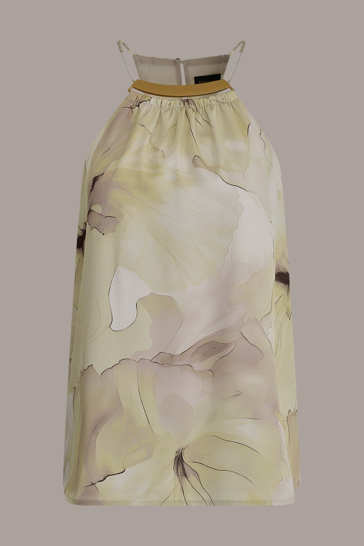 Donna Karan SLEEVELESS FLORAL HALTER TOP