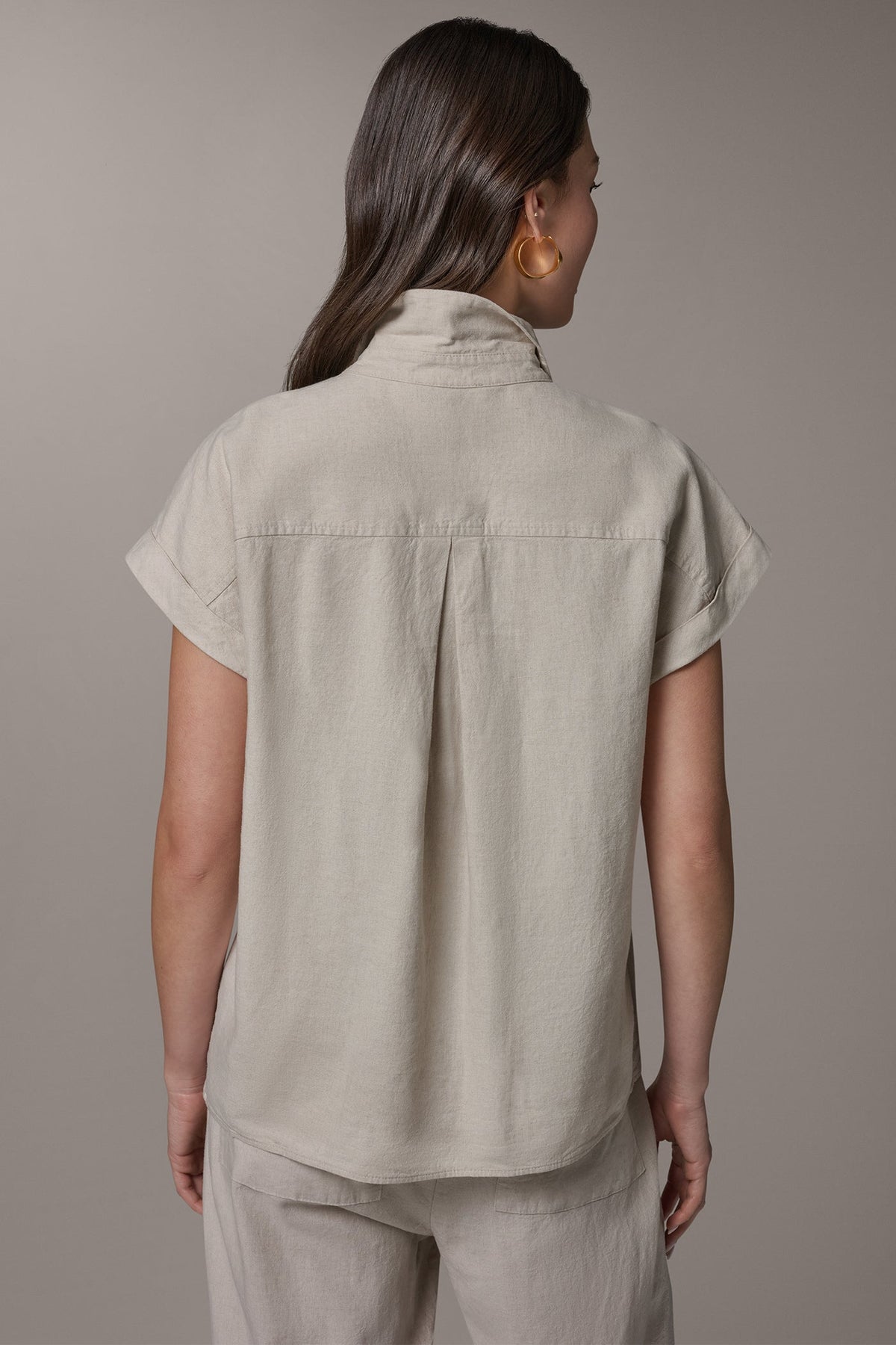 Donna Karan CAP SLEEVE CAMP SHIRT
