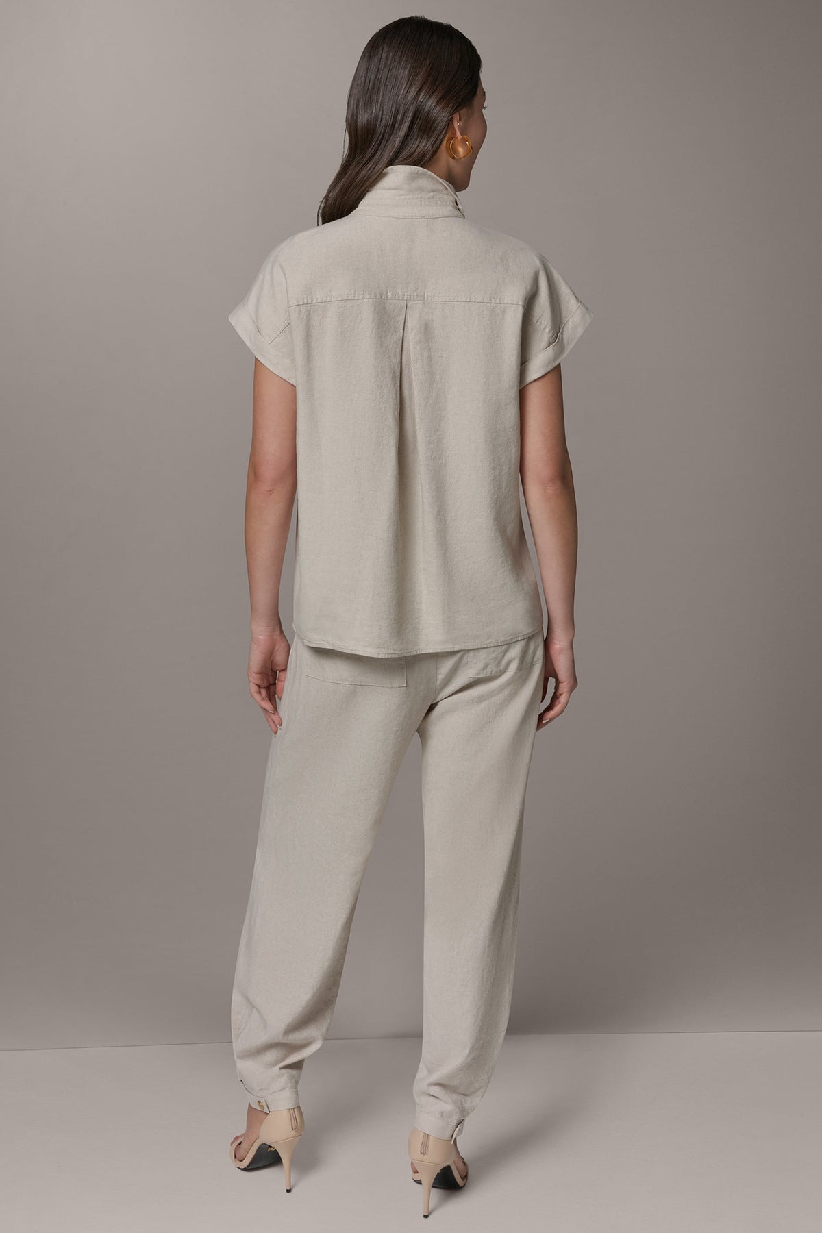 Donna Karan CAP SLEEVE CAMP SHIRT