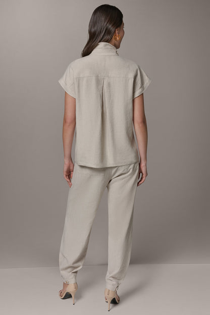Donna Karan CAP SLEEVE CAMP SHIRT