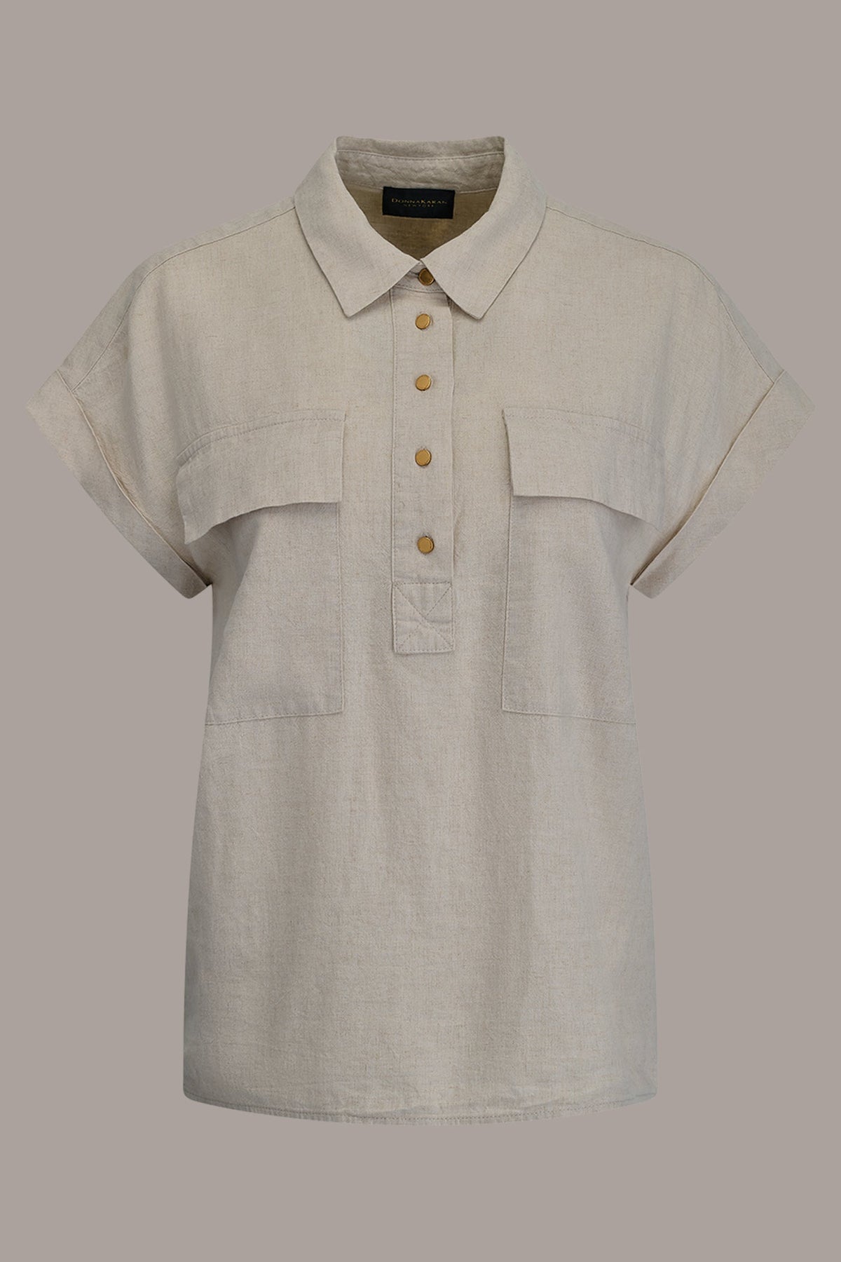 Donna Karan CAP SLEEVE CAMP SHIRT