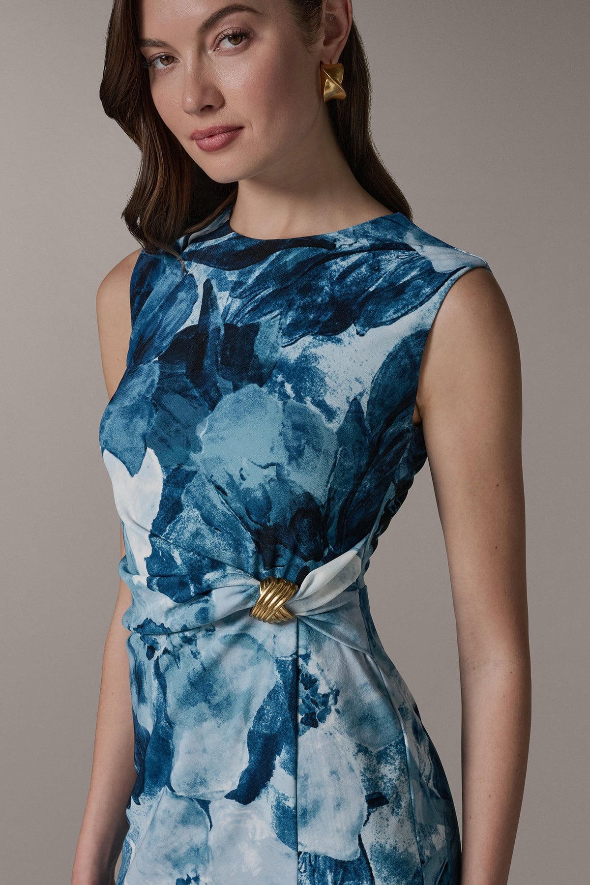 Donna Karan SLEEVELESS TWIST WAIST MIDI SHEATH