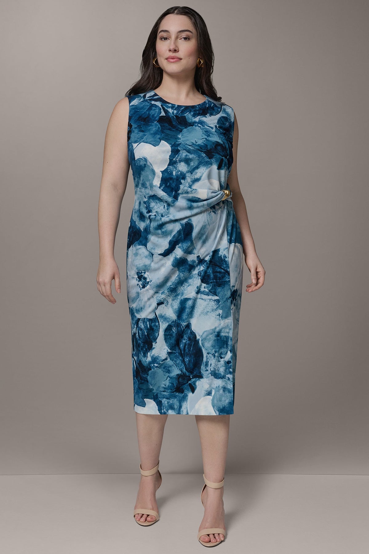 Donna Karan SLEEVELESS TWIST WAIST MIDI SHEATH