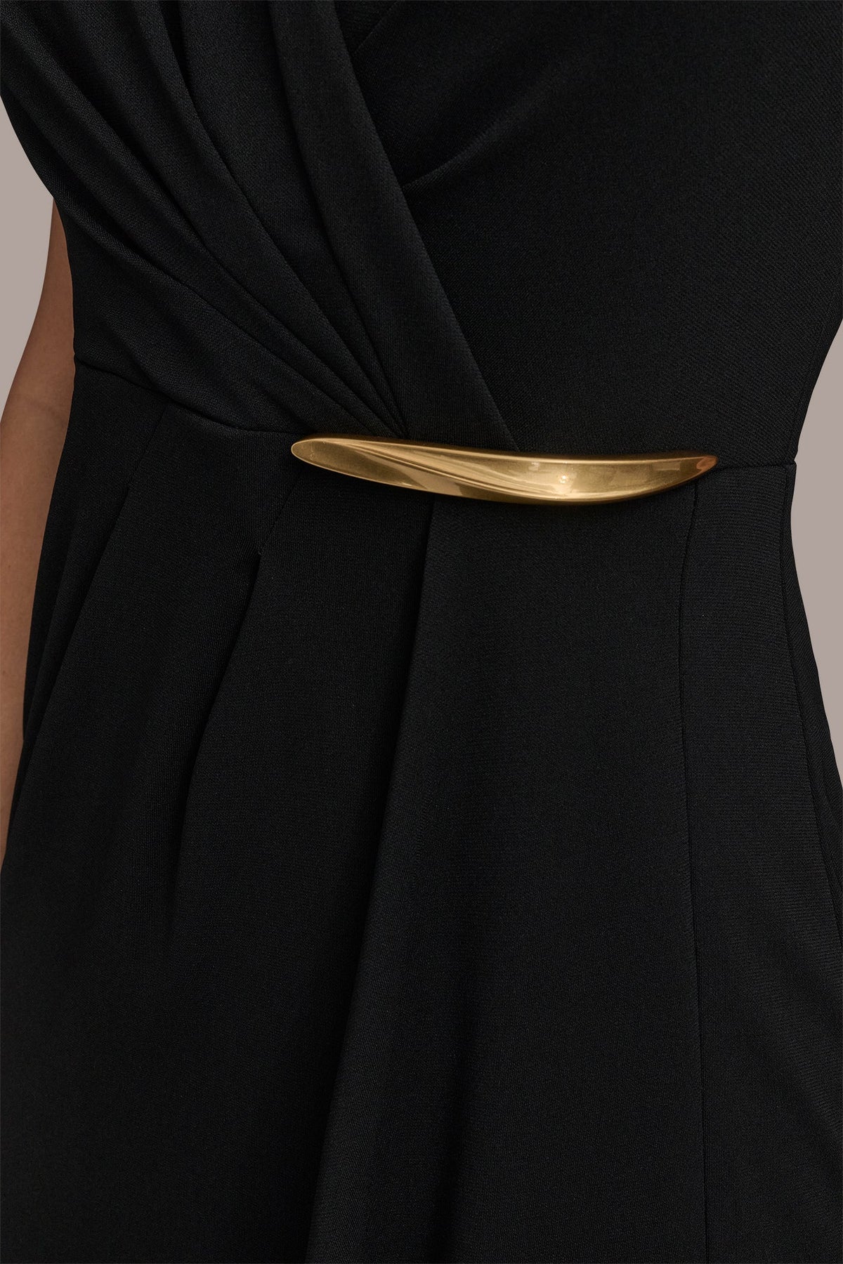 Donna Karan SLEEVELESS WRAP RUFFLE MAXI GOWN