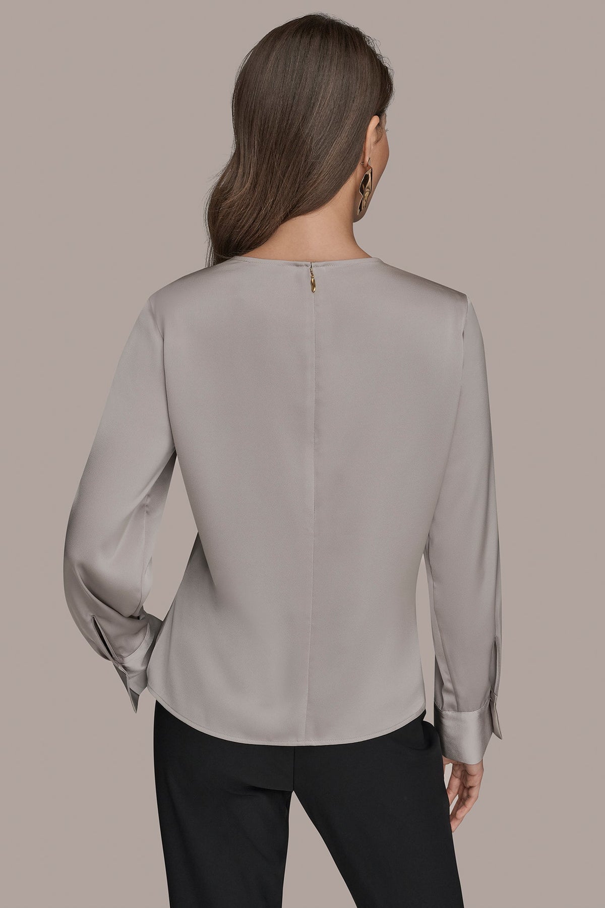 Donna Karan LONG SLEEVE DRAPE BLOUSE