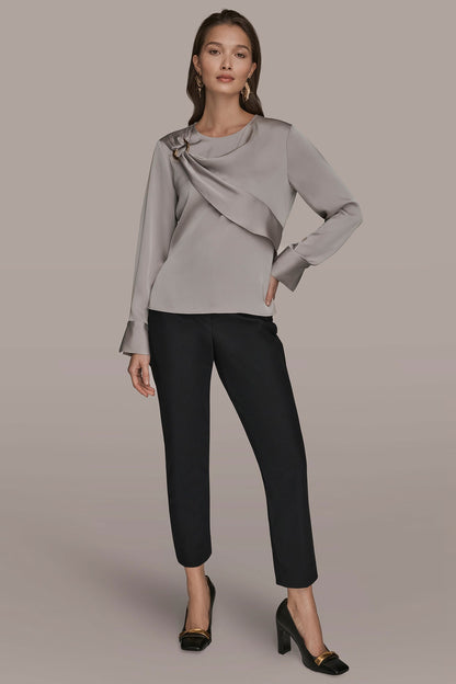Donna Karan LONG SLEEVE DRAPE BLOUSE