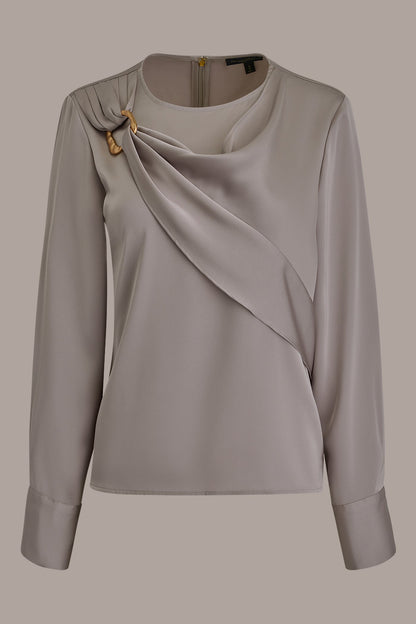 Donna Karan LONG SLEEVE DRAPE BLOUSE