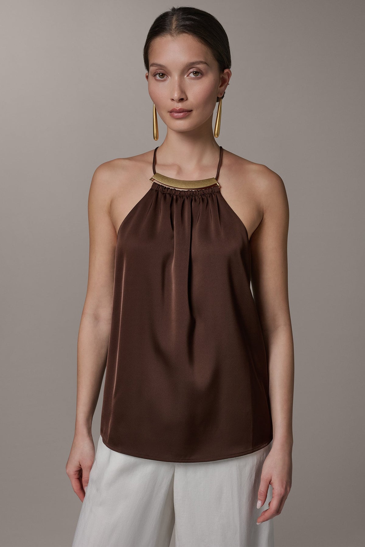 Donna Karan SLEEVELESS HALTER TOP
