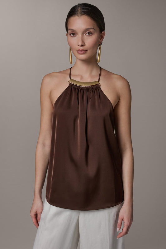 Donna Karan SLEEVELESS HALTER TOP