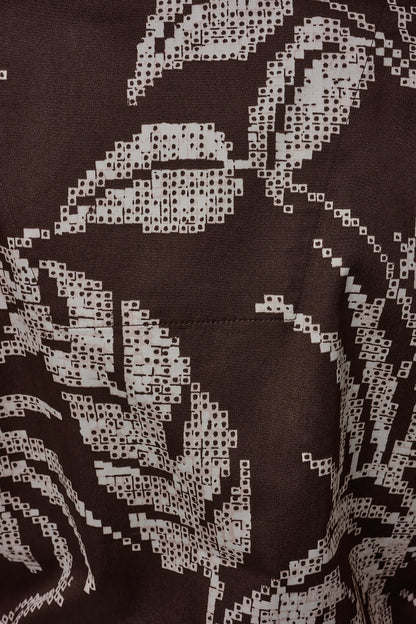 Donna Karan SLEEVELESS PRINT DRAWSTRING HEM BLOUSE