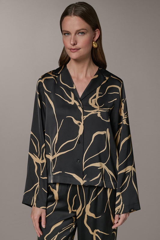 Donna Karan LONG SLEEVE PRINT BLOUSE