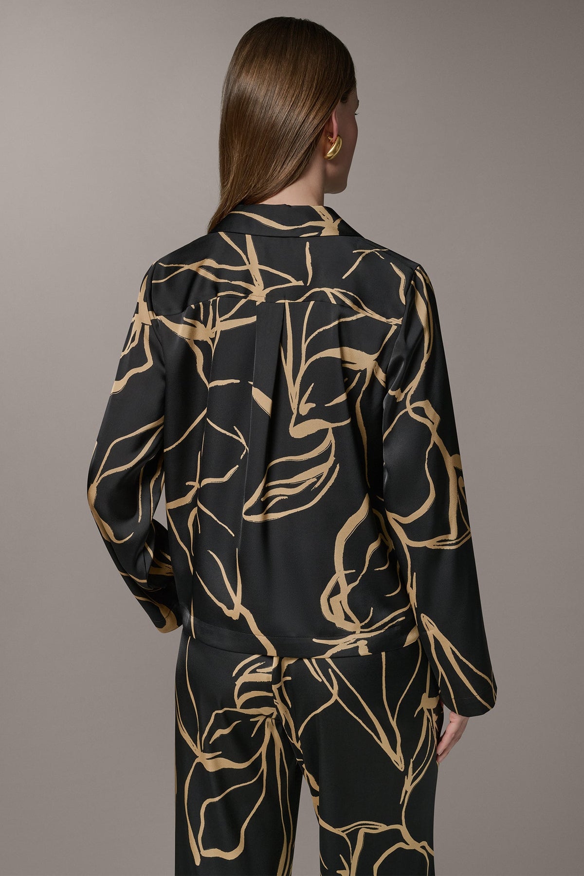 Donna Karan LONG SLEEVE PRINT BLOUSE