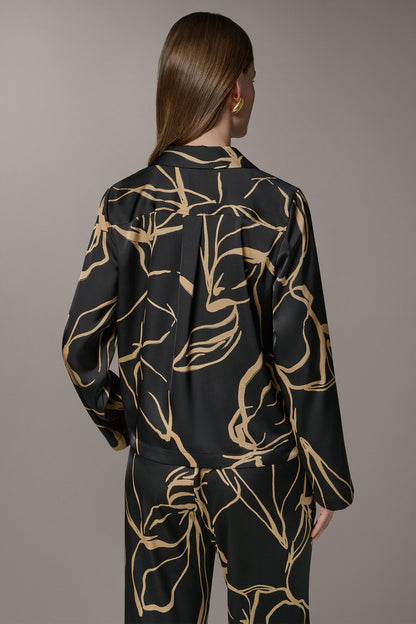 Donna Karan LONG SLEEVE PRINT BLOUSE