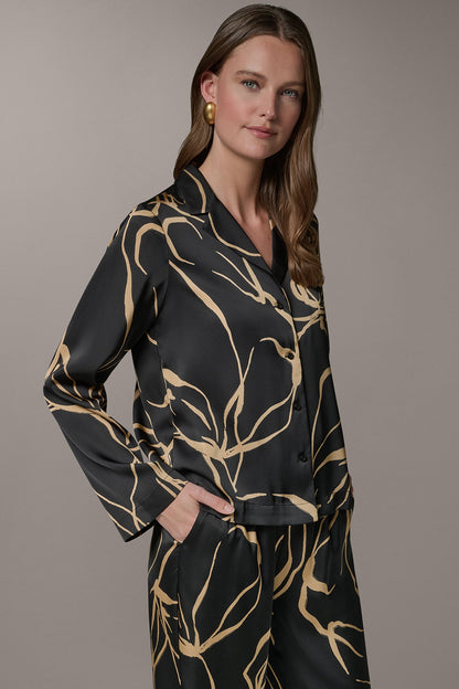 Donna Karan LONG SLEEVE PRINT BLOUSE