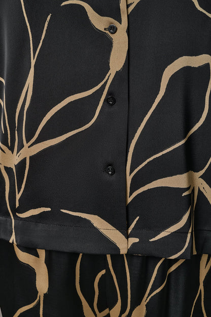 Donna Karan LONG SLEEVE PRINT BLOUSE