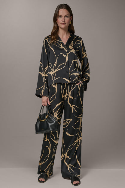 Donna Karan LONG SLEEVE PRINT BLOUSE