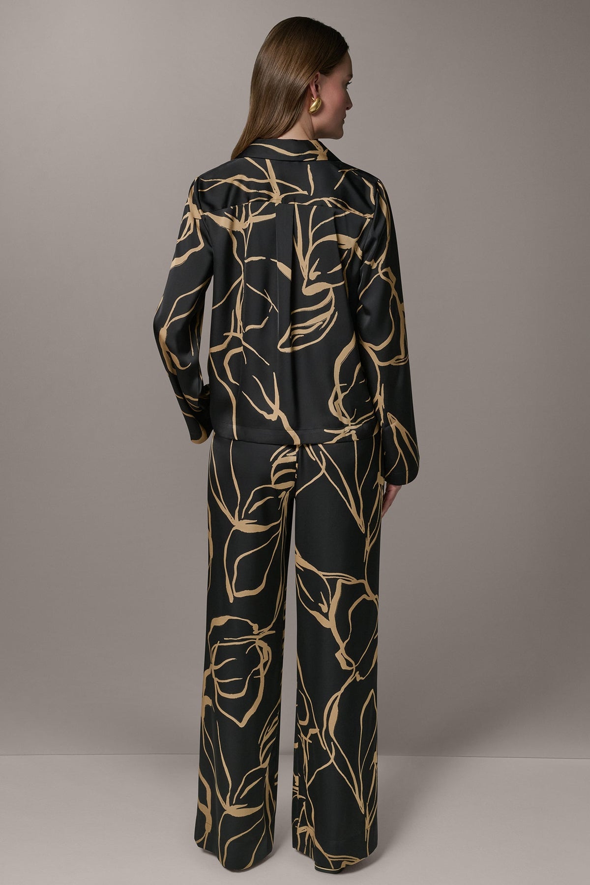 Donna Karan LONG SLEEVE PRINT BLOUSE