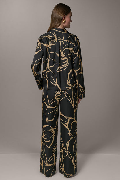 Donna Karan LONG SLEEVE PRINT BLOUSE