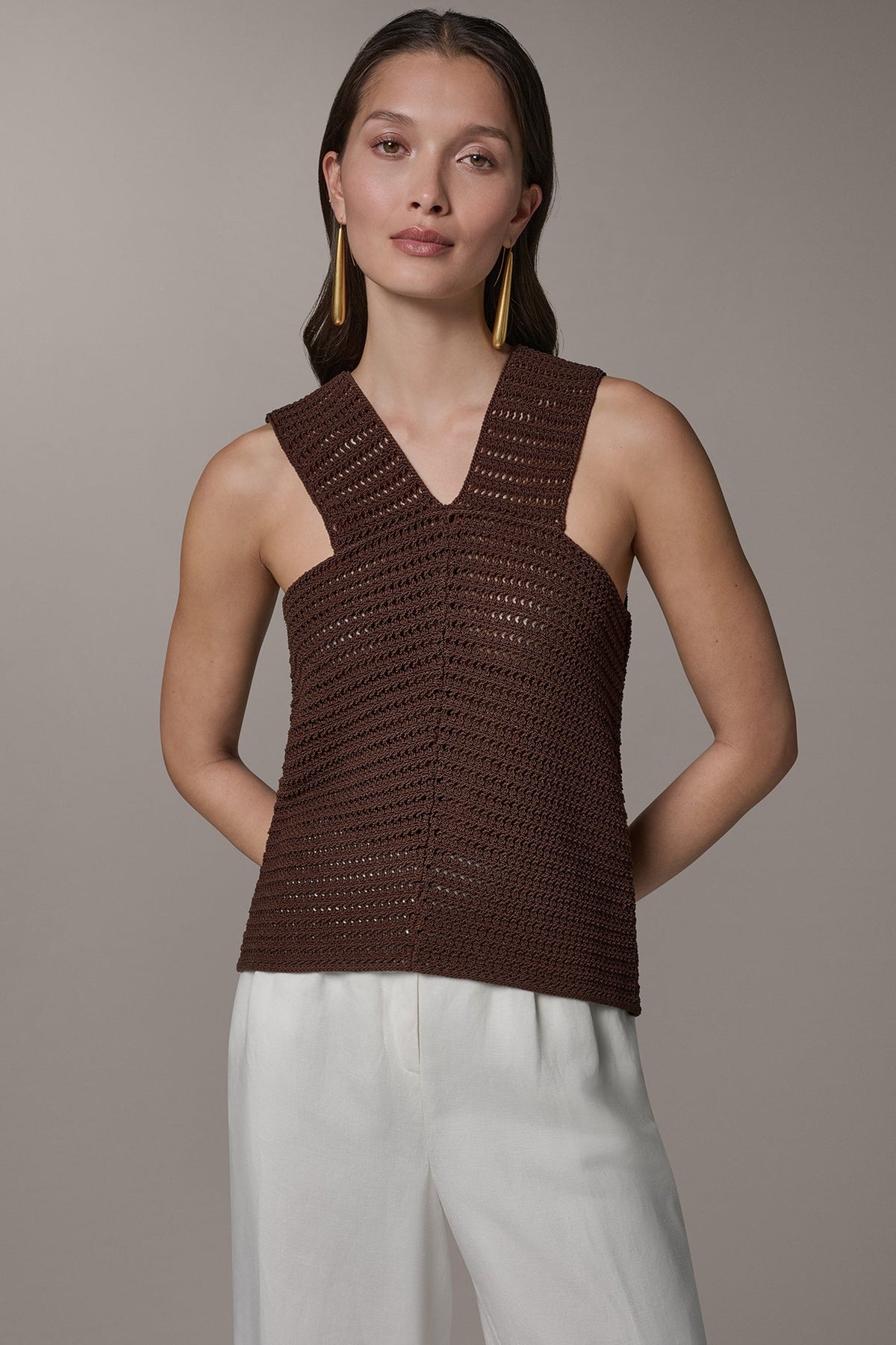 Donna Karan SLEEVELESS METALLIC SWEATER TANK