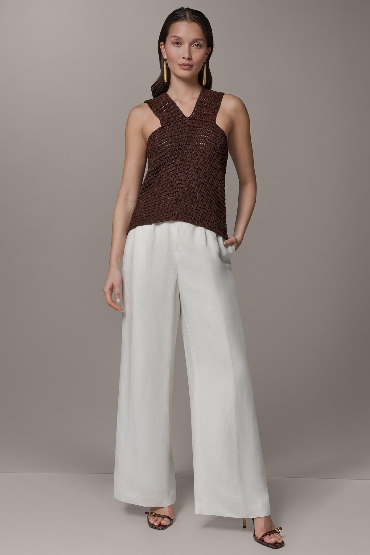 Donna Karan SLEEVELESS METALLIC SWEATER TANK