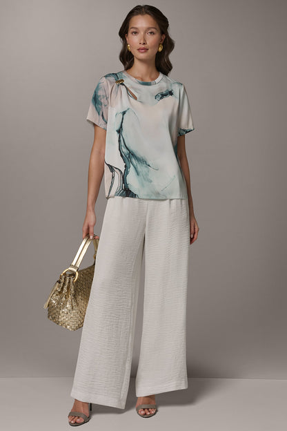 Donna Karan MARBLE GOLD-TONE EMBELLISHED SHOULDER TOP