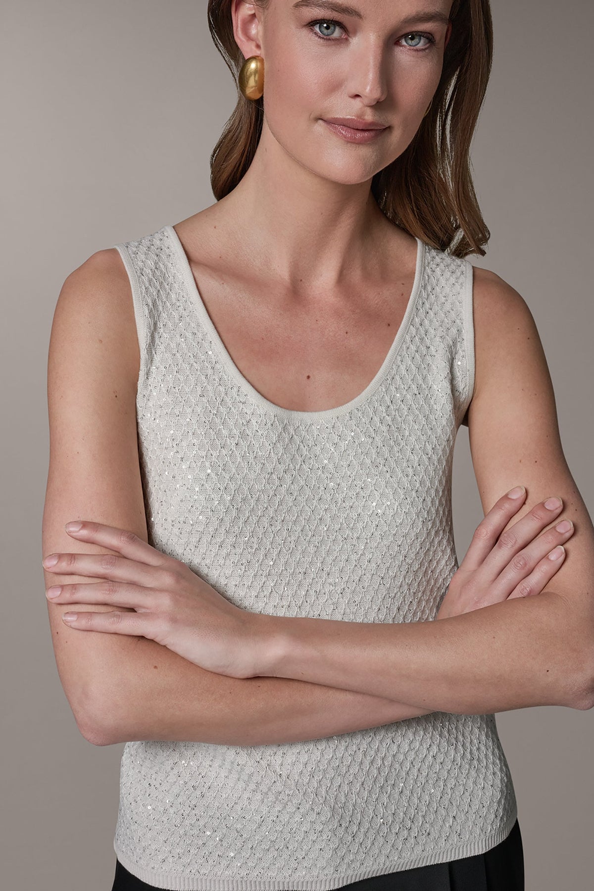 Donna Karan SLEEVELESS SEQUIN SWEATER CAMI