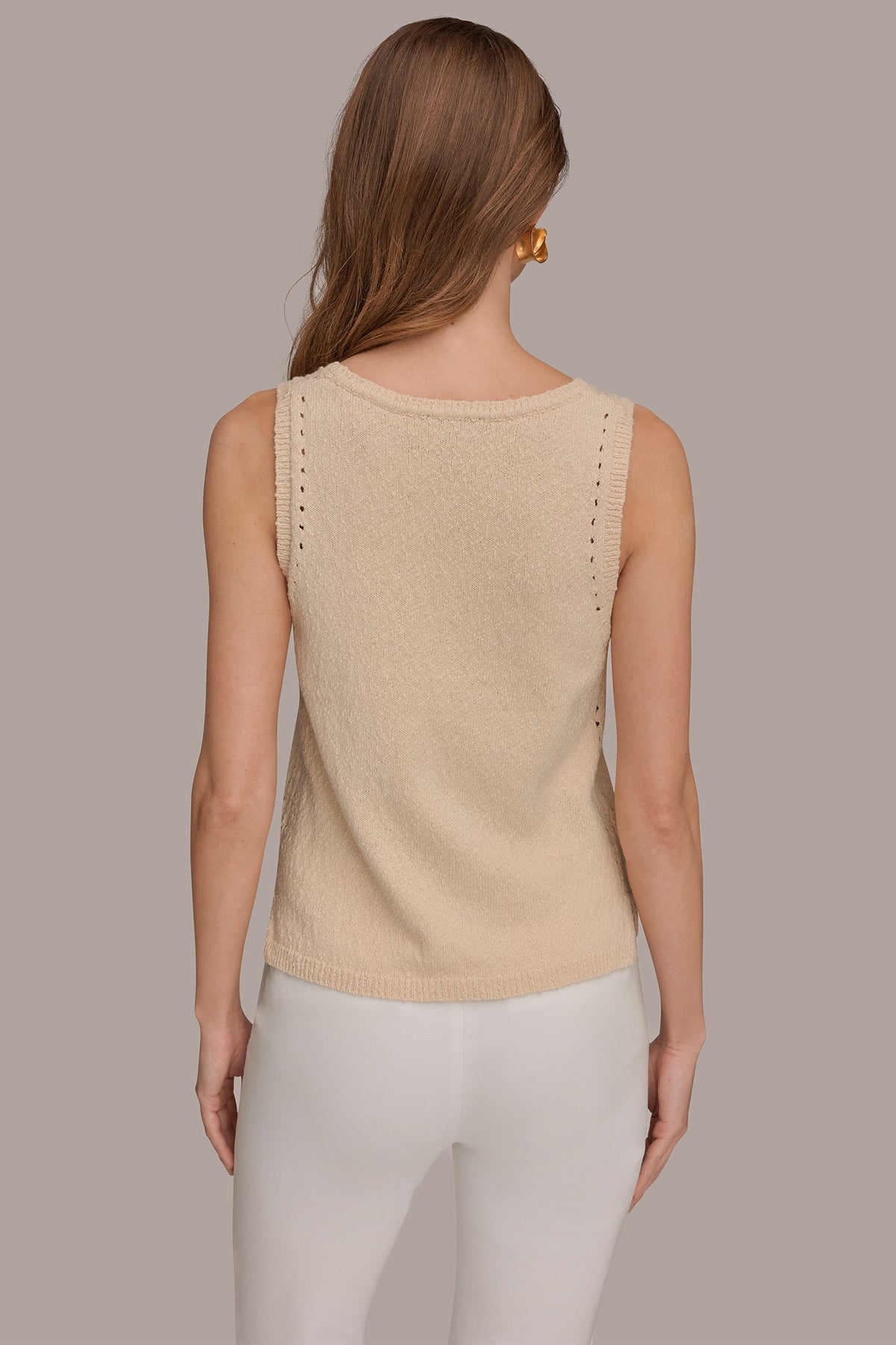 Donna Karan SLEEVELESS POINTELLE STITCH TANK