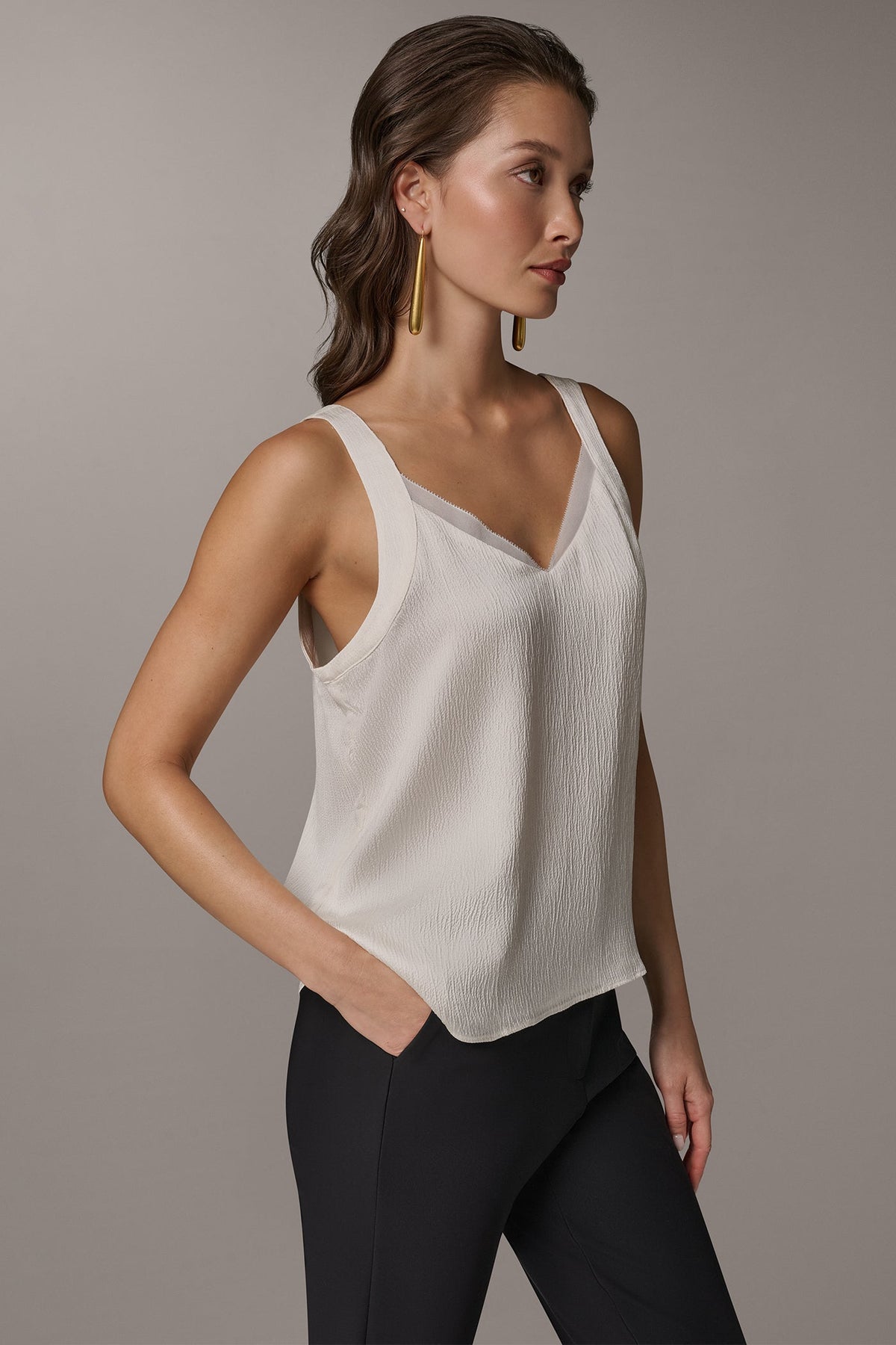 Donna Karan CHIFFON TRIM SHELL