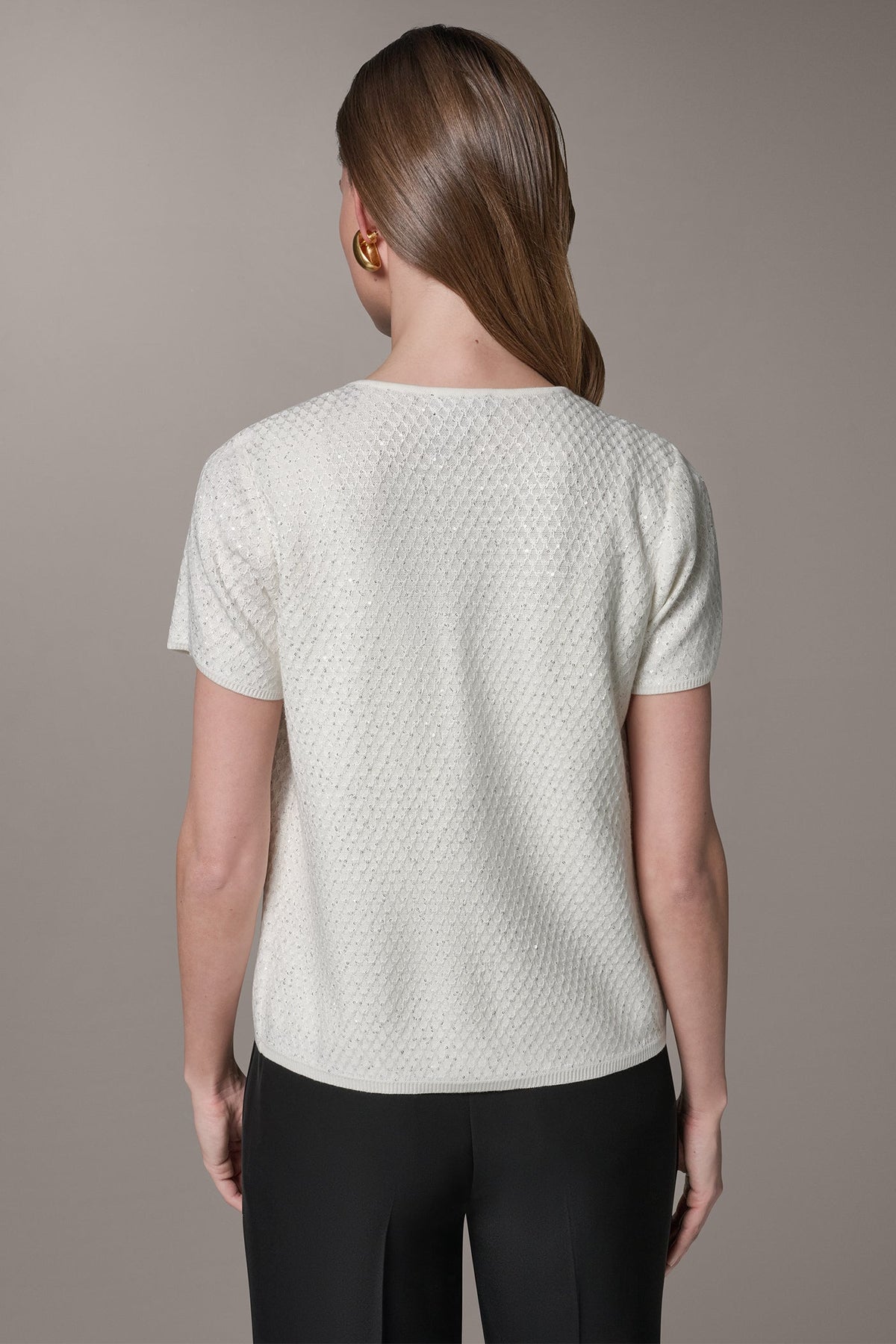 Donna Karan SHORT SLEEVE SEQUIN CARDIGAN