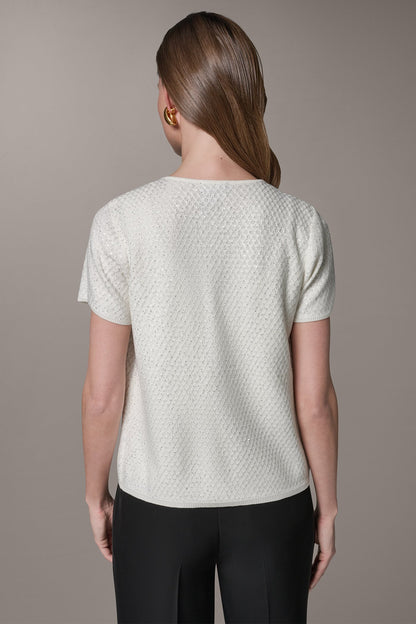 Donna Karan SHORT SLEEVE SEQUIN CARDIGAN
