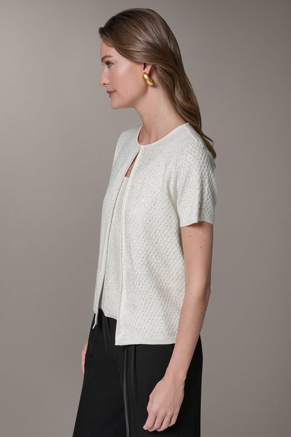Donna Karan SHORT SLEEVE SEQUIN CARDIGAN