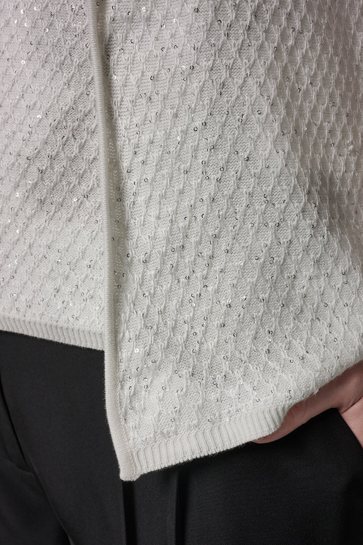 Donna Karan SHORT SLEEVE SEQUIN CARDIGAN