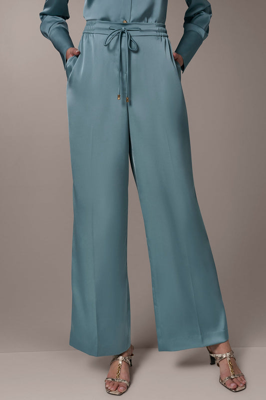 Donna Karan SATIN HIGH-RISE WIDE-LEG PANT