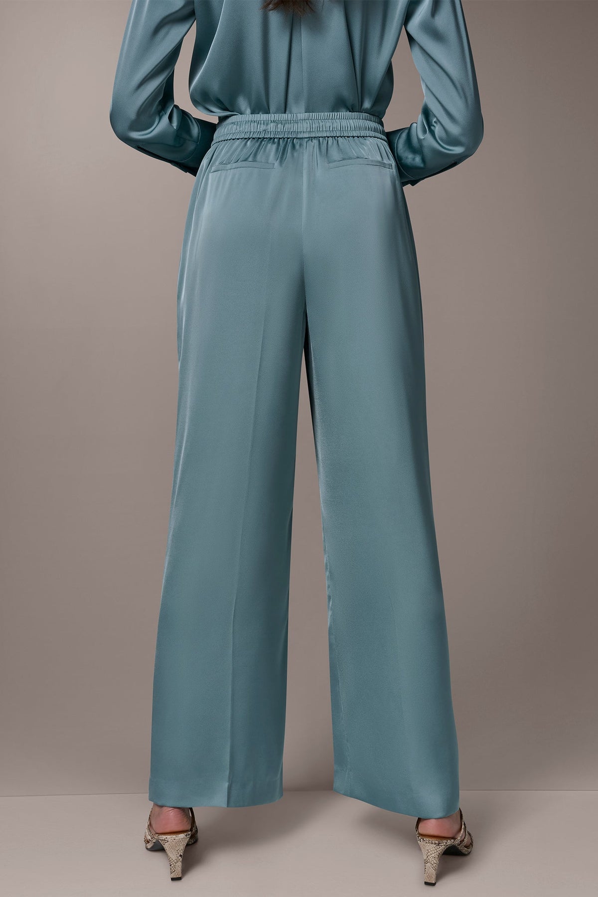 Donna Karan SATIN HIGH-RISE WIDE-LEG PANT