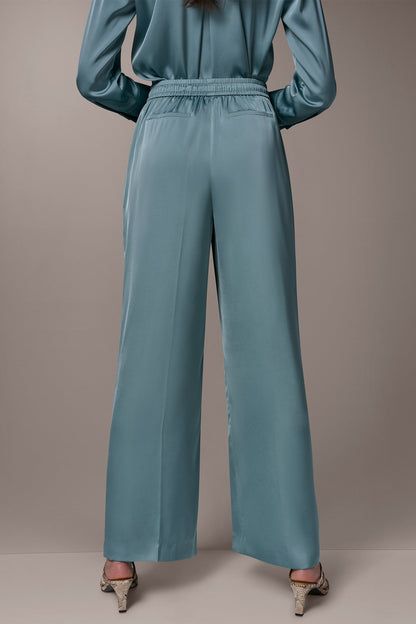Donna Karan SATIN HIGH-RISE WIDE-LEG PANT