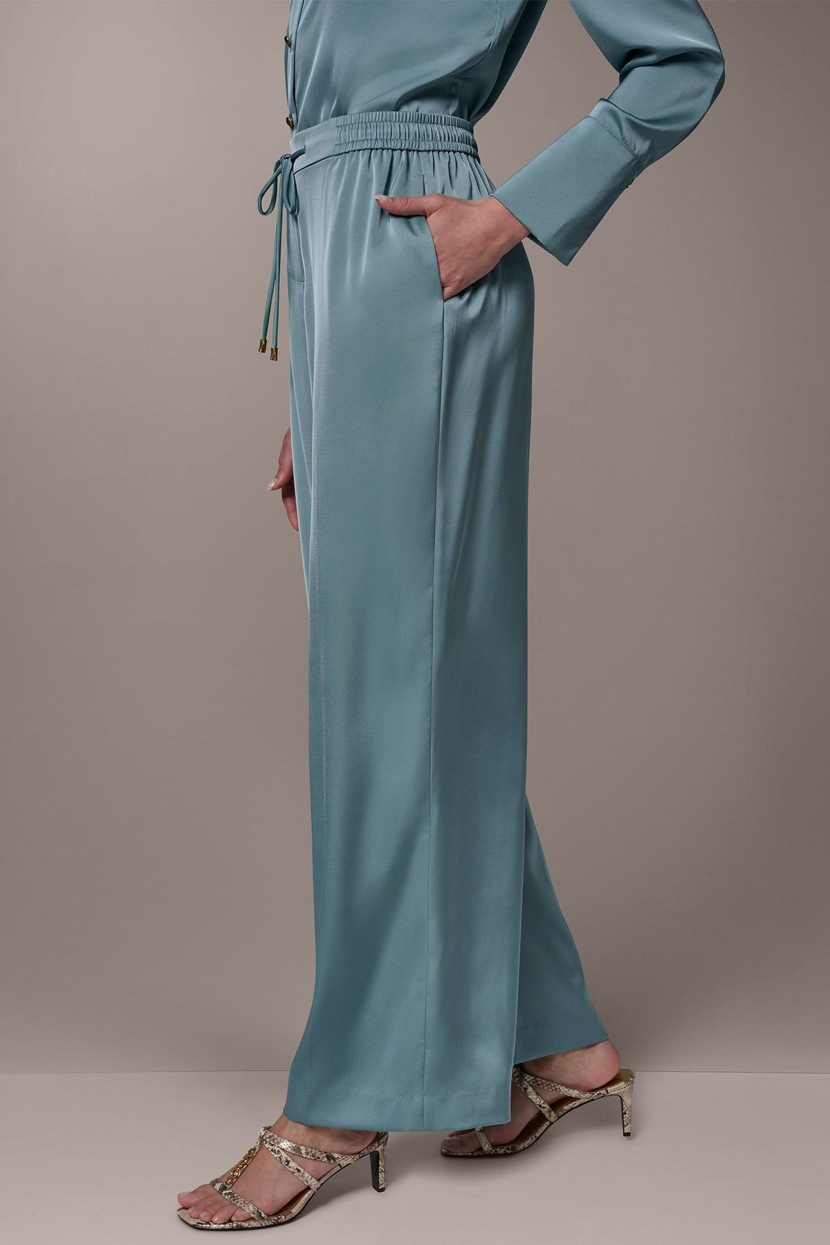 Donna Karan SATIN HIGH-RISE WIDE-LEG PANT
