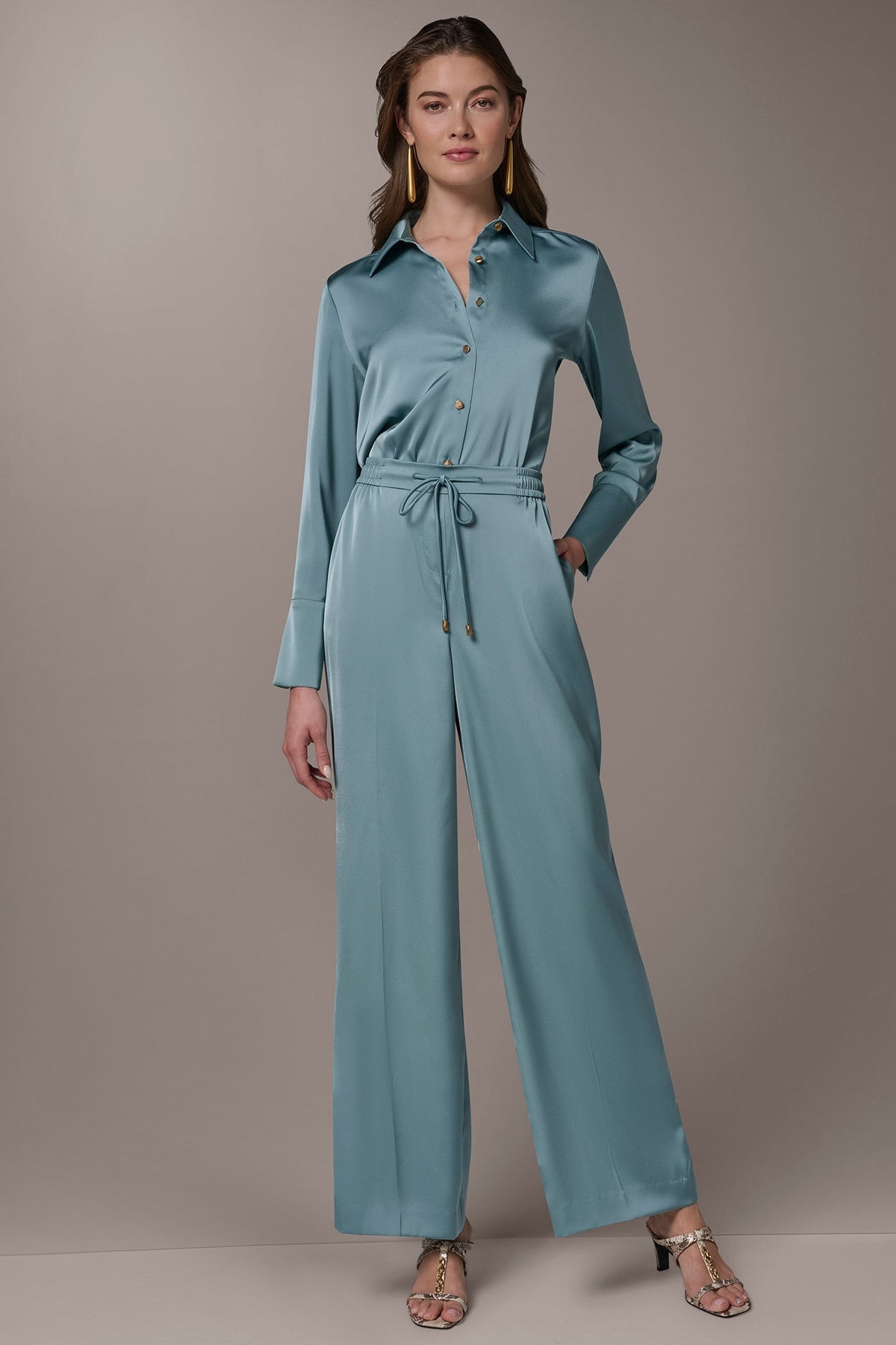 Donna Karan SATIN HIGH-RISE WIDE-LEG PANT