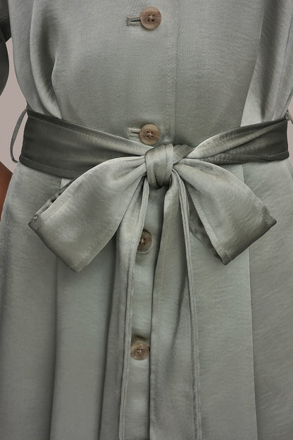 Donna Karan SATIN MIDI SHIRT DRESS
